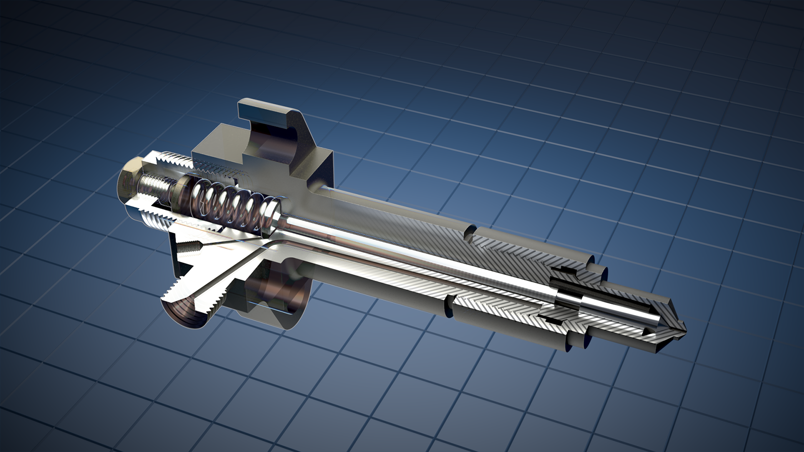 Hydraulic valve cutaway section render