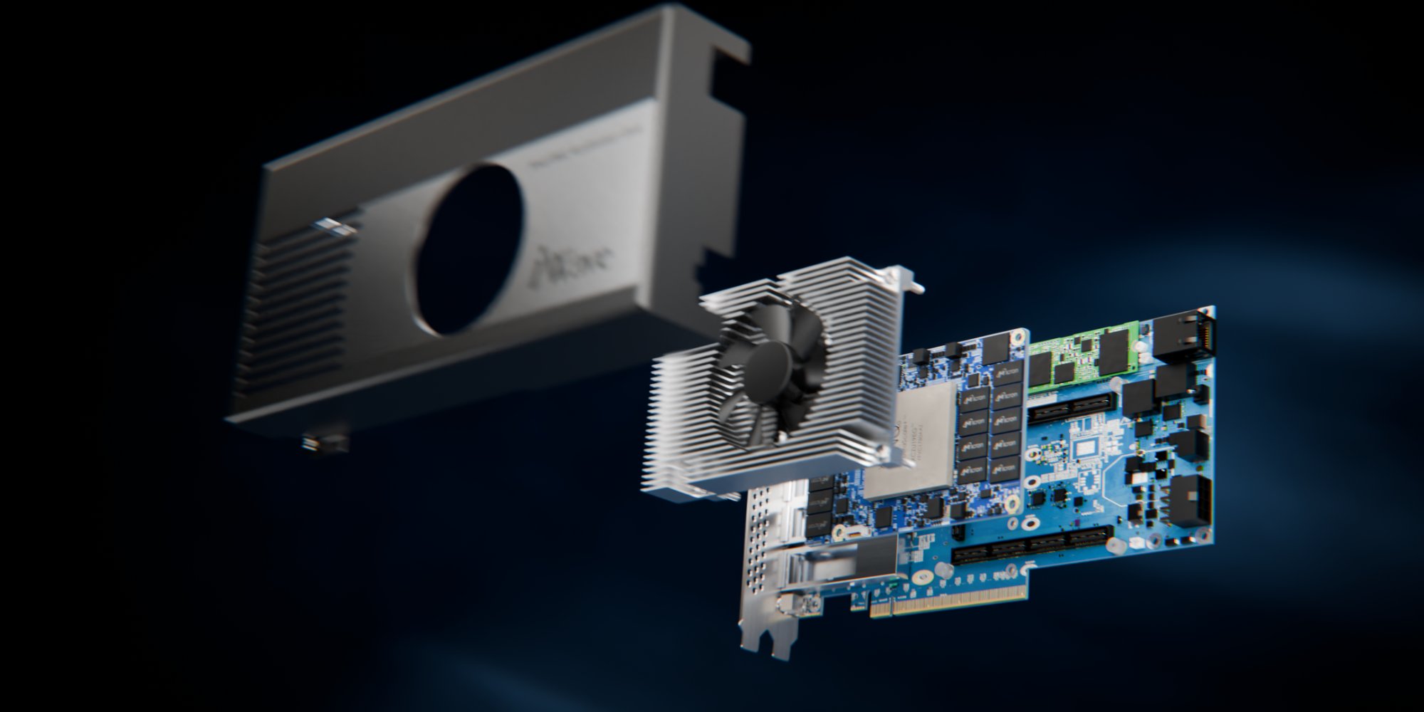 PCIe GPU card exploded view render